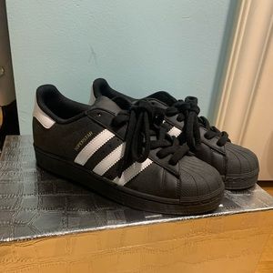 adidas black superstar sneakers